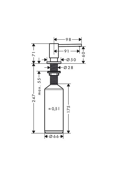 Hansgrohe A41 Model Liquid Soap Dispenser - 40438800