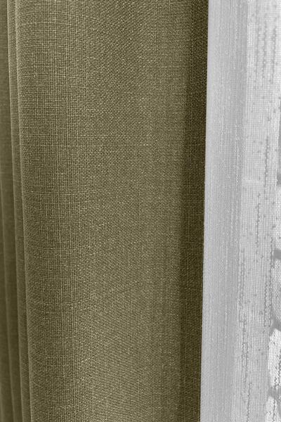 Cortibo Alaska Keten Fon Perde Haki Yeşili Tek Kanat Orta Pile