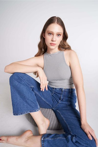 TUBİA Μπλούζα Crop με ρίγες