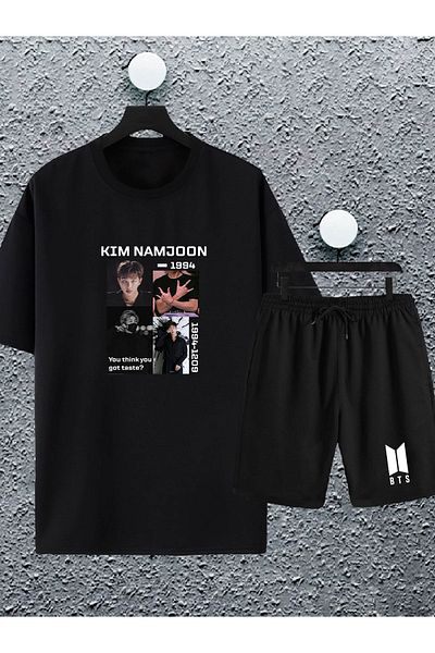 macklin Unisex Women Men Bts Army (kim,jeon,j Hope,park..) Σετ φόρμας με στάμπα μεγάλου μεγέθους μπλουζάκι και σορτς