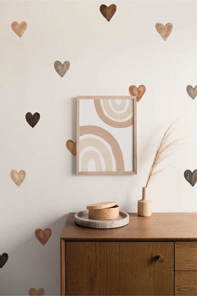 Sim Tasarım Brown Hearts Wall Sticker