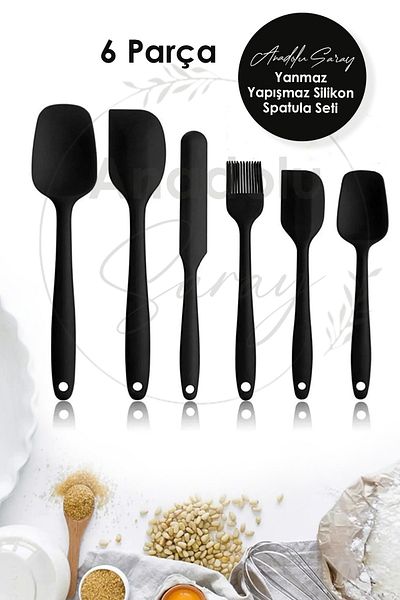 Anadolu Saray Çarşısı 6 Pieces Heat Resistant Fireproof Non-Stick Silicone Spatula Set