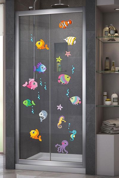 Sim Tasarım Fish Shower Cabin And Bathroom Sticker Cs-837