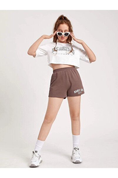 Machetta Girl's California Printed Crop Shorts Top and Bottom Children's Set