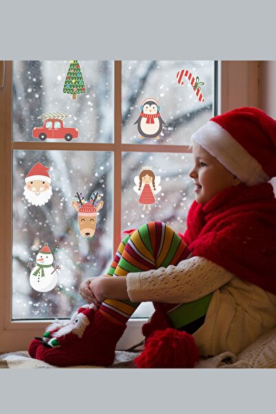 Sim Tasarım Yılbaşı Figürleri Yeni Yıl Cam - Ayna Sticker Set