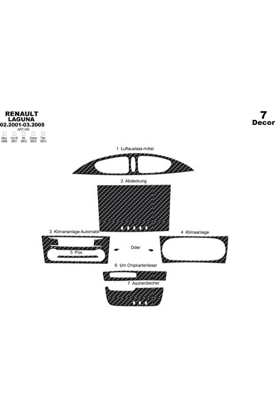 meriç cockpit design ميريتش ®   رينو لاجونا توربيدو أمامي مطلي أسود لامع 7 قط...