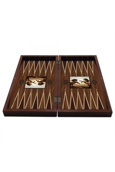 Star Figured Backgammon Set Brown Horses