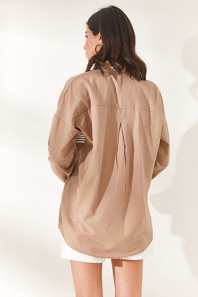 Olalook Norková oversize tkaná košile s kapesním detailem GML-19000978