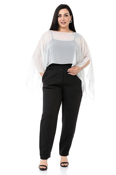 DISENTIS MODEST Plus Size Asymmetric Cut Chiffon White Cloak Bolero