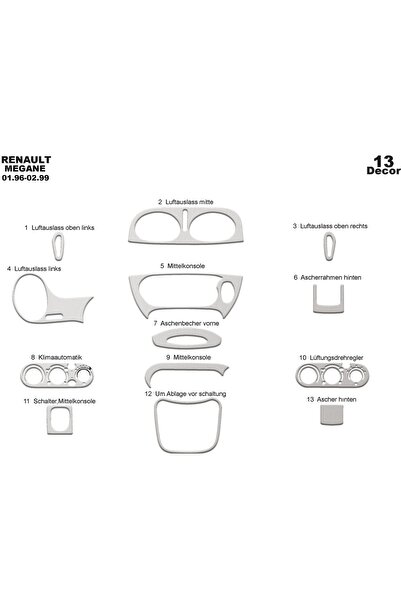 meriç cockpit design ميريتش ®   رينو ميجان توربيدو امامي مطلي الومنيوم 13 قطع...