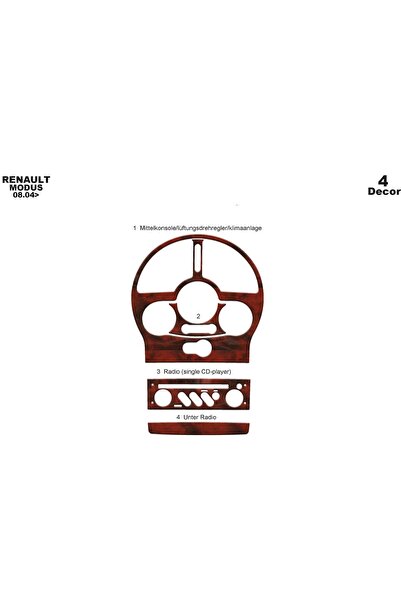 meriç cockpit design ميريتش ®   رينو مودوس توربيدو أمامي مطلي أسود لامع 4 قطع...