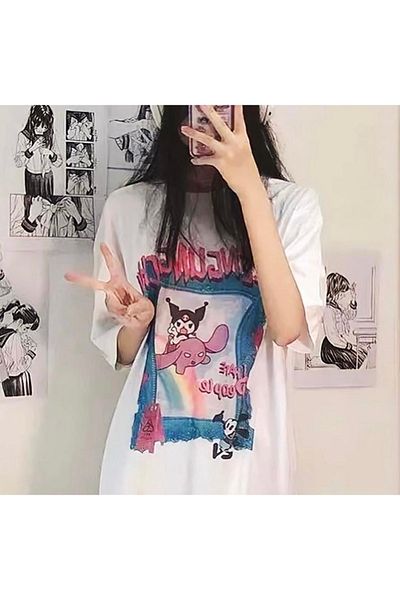 Köstebek T-shirt Fantasy Magic Anime Harajuku Kuromi - I Hate People (unisex).