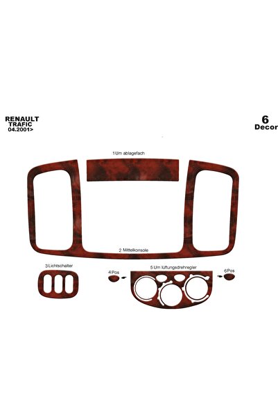 meriç cockpit design ميريتش ®   رينو ترافيك توربيدو امامي مطلي ماهوجني 6 قطع ...