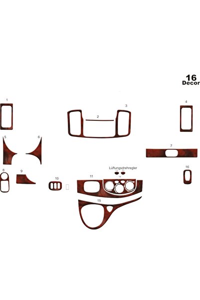 meriç cockpit design ميريتش ®   رينو ترافيك تنجيد صندوق اليد الأمامي ماهوجني 16 قطعة 2011-2015