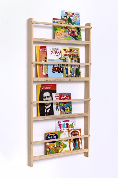 narım Ahşap Montessori Eğitici Çocuk Odası Kitaplık Rafı Duvara Monte 4 Bölme...
