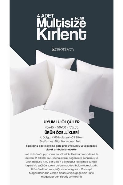 İzgi Concept 4 Throw Pillow Inner Pillows Suitable for 3 Sizes Pure Silicone Filled Throw Pillow 45x45-50x50-55x55