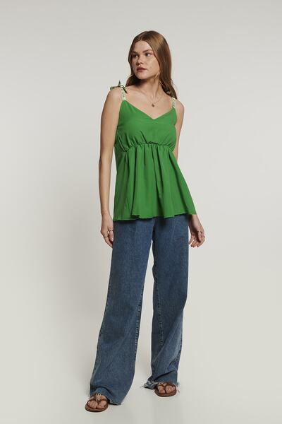 Lyn Devon Lace Strap Blouse - Green