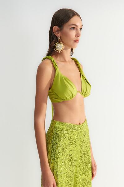 Trendyol Collection X Zeynep Tosun Світло-зелені бретелі Детальний бюст'є на кісточках TCLSS23BS00009