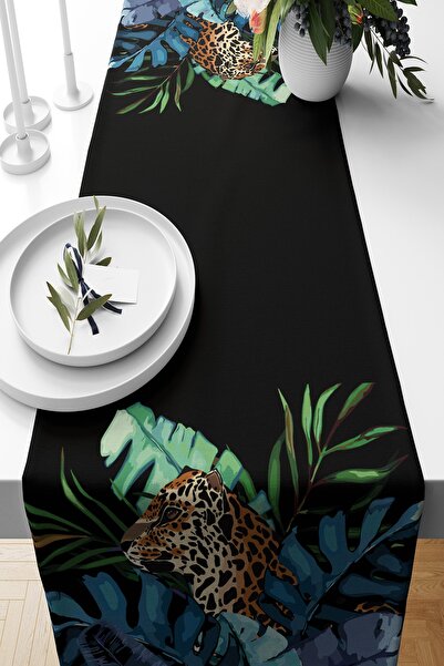 Pilloveland Runner Nature Night Desenli Süet Dokuma 140*40 Cm