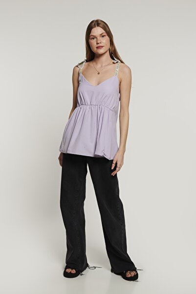 Lyn Devon Lace Strap Blouse - Lilac