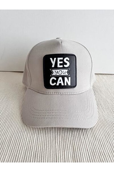 CosmoOutlet Yes You Can Ρυθμιζόμενο Unisex Κρεμ καπέλο με αφαιρούμενο λογότυπο