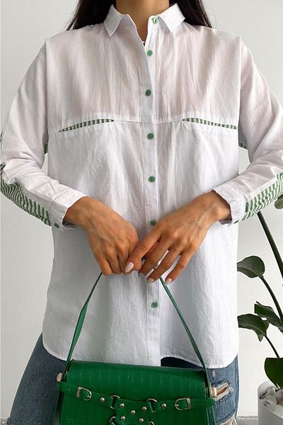 FEMELLE Cămașă din bumbac cu mânecă liliac, cu buzunare dublu, de damă