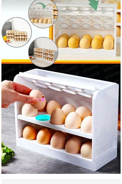 Leva House 3-Layer Egg Holder in the Refrigerator - Egg Storage Container - 30 Compartments Egg Storage Box