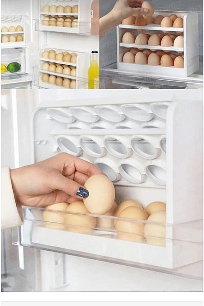 Leva House 3-Layer Egg Holder in the Refrigerator - Egg Storage Container - 30 Compartments Egg Storage Box