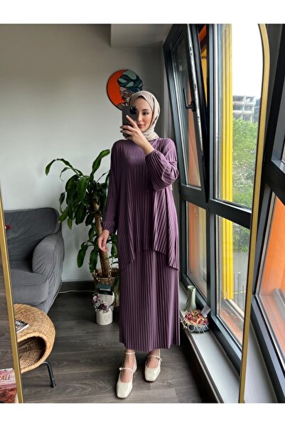 MODAMÜNASİP Υπέροχο Σετ Σάντι με δύο τεμάχια με πλισέ φούστα