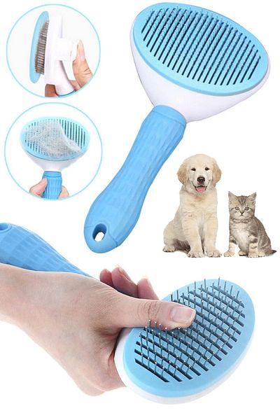 Tilbe Home Cat Brush And Comb Bristle Hair Collection Push Mohair Cat Dog Pet Cleaning Massage Tool
