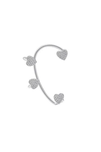 BAHELS Silver Color Single Zircon Stone Heart Earcuff Cartilage Earring