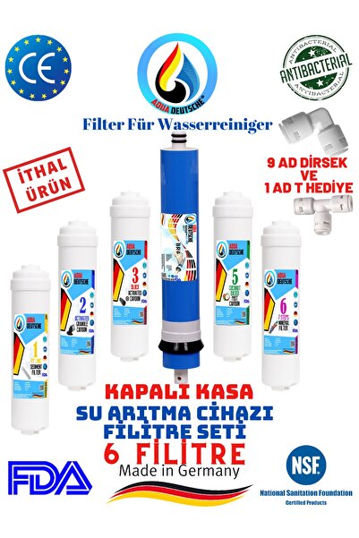 AQUA DEUTSCHE Kapalı Kasa Su Arıtma Cihazı 6 Li Inlıne Filitre Seti Mineral F...