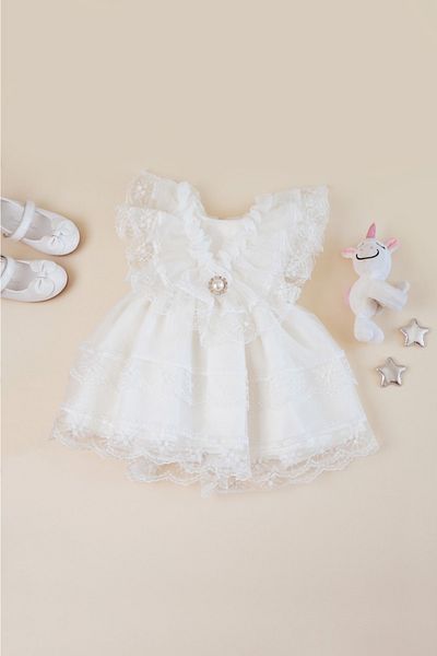 Little Ya Ya Love Mademoiselle White Lace Detail Dress