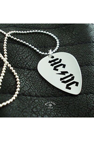 Herşey Nota Ac Dc Zincirli Kolye Pena Çift Taraflı Kolye