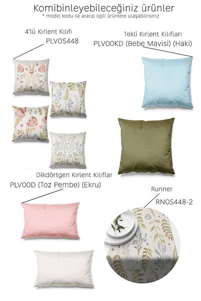 Pilloveland Husă de pernă din piele intoarsa, 4 piese, cu model de broderie imprimata pe doua fete