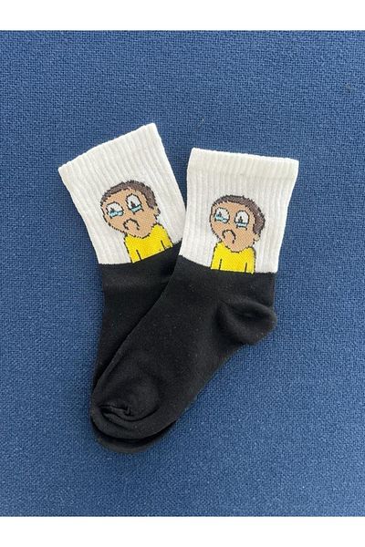 Touz White Morty Unisex College Socks