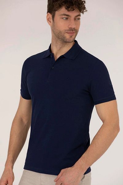 Pierre Cardin Ανδρικό μπλουζάκι Navy Blue Slim Fit Polo Neck Basic
