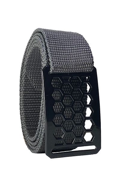 GoDeri 2023 New Season - Unisex Black Honeycomb Buckle Gray Column Belt 4 Cm