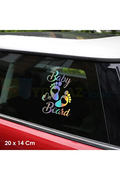 yılmazetic Baby On Board Arabada Bebek Var Hologram Oto Sticker Cam Araba Yap...