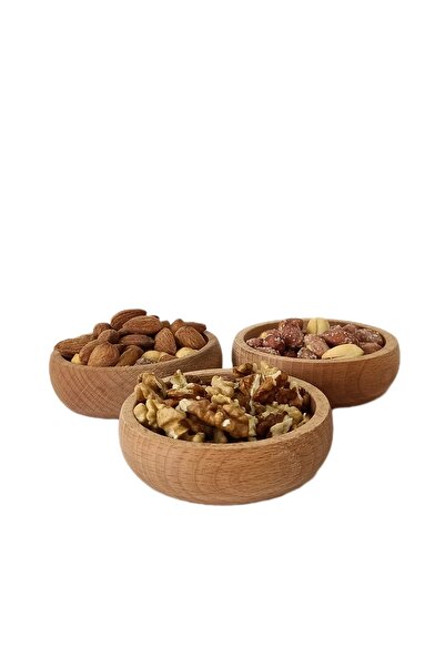 GÖNÜLEV Ahşap Çerezlik 2li Kayın Ağacı Lokumluk