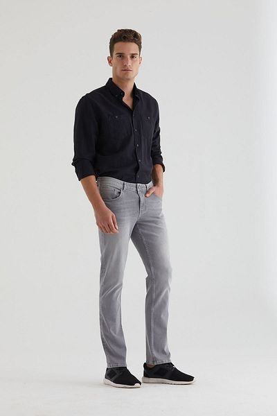 Pantamo Jeans Pantamo ταλαιπωρημένο γκρι λεπτό ίσιο ανδρικό τζιν σε ανοιχτούς τόνους