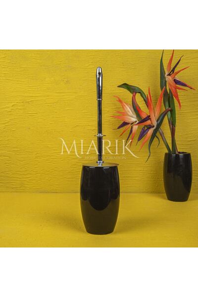 MIARIK DESIGN & DEKORASYON Sıyah Mermer Oval Tuvalet Fırçası