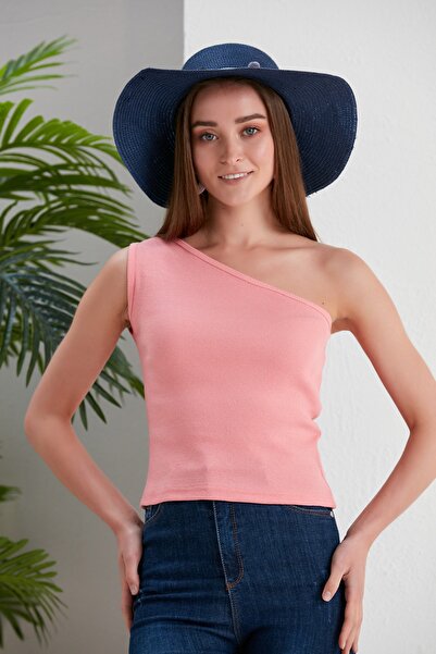 CATSPY Bluză detaliată cu un umăr, cu tăiere pudră