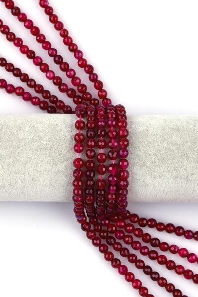 Sahra Dark Pink Agate Natural Stone String 6 Mm Faceted Globe Cut