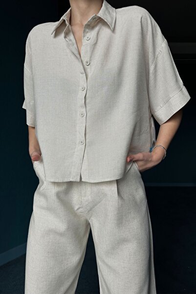 Seda Yalçın Atelier Natural Linen Shirt and Palazzo Pants Set