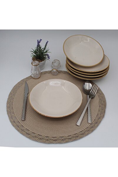 Arna Porselen Arna 20 Cm Çukur Tabağı 6 Adet - Cappuccino