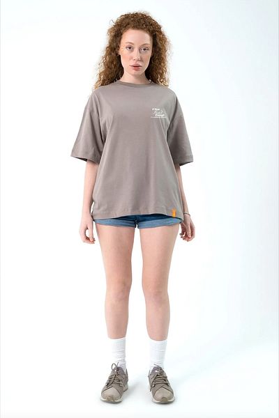 Eazy Co Isn't Enough Gray Unisex Extra Oversize Embossed Printed Short Sleeve T-shirt