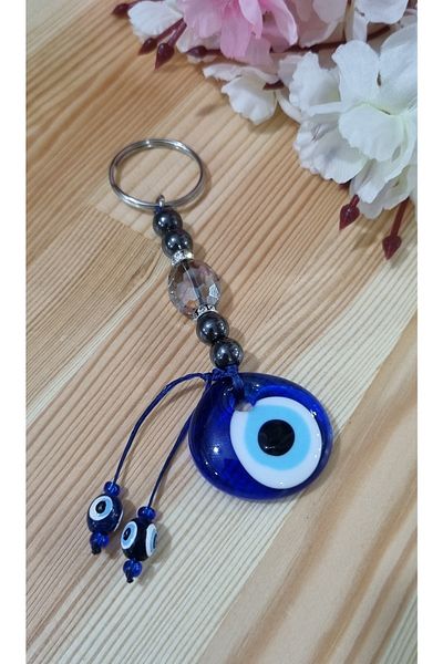 erdoğan hobi Keychain Charm Hematite Crystal Ornament Car Ornament Bag Ornament Evil Eye Beaded Gift Keychain