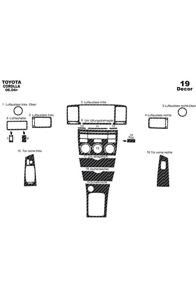meriç cockpit design ميريتش ®   تويوتا كورولا تنجيد توريد امامي اسود لامع 19 ...