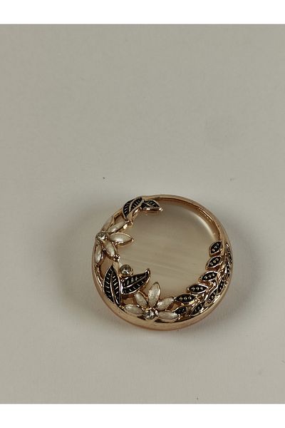 Kariyer Astar White 5 Pieces Button with 4 Cm Legs and Gold Detail